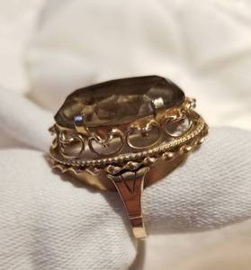 Vintage 10k Gold Smokey Quartz Cocktail Ring