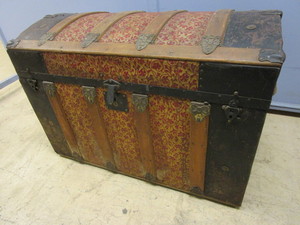 lot 205 image: ANTIQUE STEAMER TRUNK, PAT. 1880