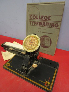 lot 216 image: VINTAGE MARX DIAL TYPEWRITER, COLLEGE TYPEWRITING 1940S BOOK, TYPEWRITER COVER