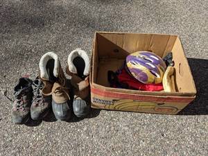 lot 21 image: Kids Bike Helmet, Shoes, and Misc. Items