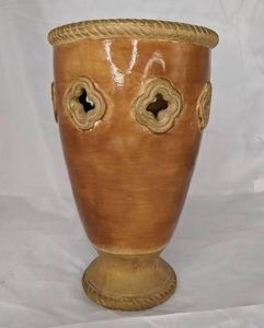 lot 315 image: Earth Tone Vase with Quatrefoil Cutouts