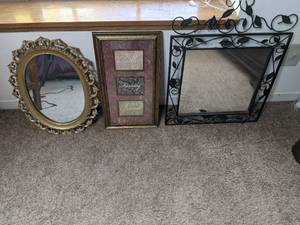 lot 106 image: Decorative Wall Mirrors (2) and Inspirational Wall Art