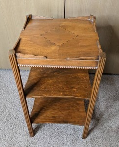 lot 112 image: Vintage Wood Three Tier Side Table