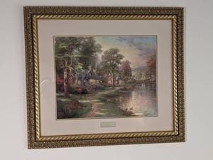 lot 117 image: (2) Thomas Kinkade Library Edition Prints  - Hometown Lake and Home is Where the Heart Is II