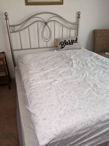 lot 111 image: Brushed Nickel Queen Bed Frame