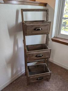 lot 122 image: Modern Distressed Wood Storage Unit