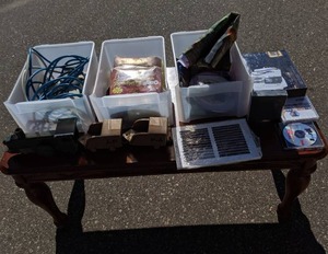 lot 225 image: Large Lot of STUFF - Including Sirius XM radio, Cleaning Items, Decor, more