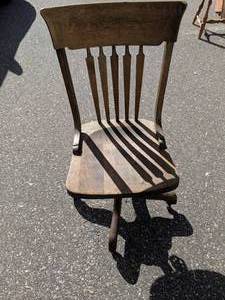 lot 235 image: Antique Solid Oak Swivel Chair from Crocker Chair Company