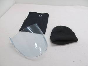 lot 36 image: Motorcycle visor, neck gator, hat