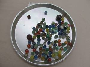 lot 117 image: Clay marble, vintage glass marbles