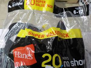 lot 65 image: Hanes Mens No Show 20 Super Pack...