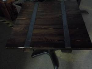 lot 90 image: Wood and Metal Side Table 24 Squar...