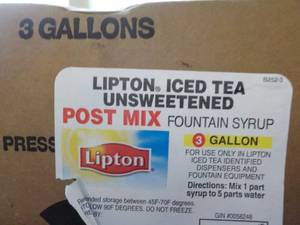 lot 186 image: 2 - 3 Gallon Lipton Iced Tea Unswee...