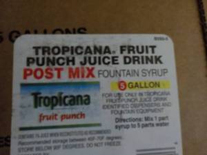 lot 215 image: 2 -5 Gallon Tropicana Fruit Punch J...