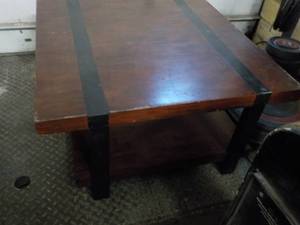 lot 328 image: Square Coffee Table with Metal Acce...
