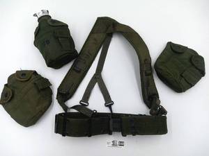 U.S. Military Webbing System Web Suspenders Belt LC-2 military pistol green harness, canteen & 3 canteen holders