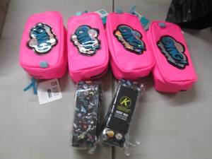 lot 91 image: 4- OMG Pencil Pouches, 2 pks Luggag...