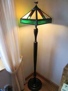 lot 75 image: Stained glass floor lamp...