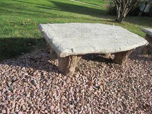 lot 102 image: Heavy all cement bench from Bachman...