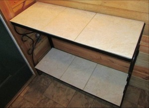 lot 114 image: Metal and tile shelf...