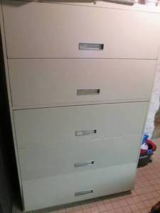 lot 147 image: Large metal file cabinet42 wide 18 ...