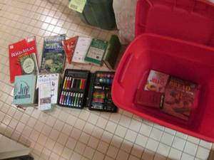 lot 196 image: Lot of books and a new art set in a...