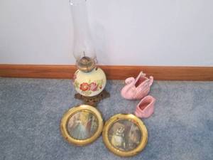 lot 228 image: Decorative lamp and plates...