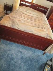 lot 242 image: Wood bed with headboard, footboard ...