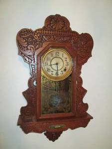 lot 247 image: Ornate antique clock with built in ...