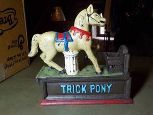 lot 351 image: Cast Iron Trick Pony Bank...