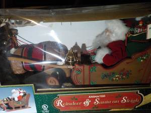 lot 421 image: Animated Large Santa and Reindeer o...