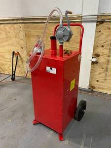 lot 15 image: STARK 30 Gal. Portable Gas Caddy Fuel Transfer Storage Tank Rolling Gas Can