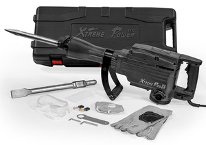 lot 21 image: XTREMEPOWERUS 2200-Watt Heavy-Duty Electric Jackhammer Demolition Hammer Concrete Breaker Tool Kit