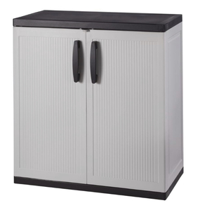 lot 24 image: HDX 36 in. H x 36 in. W x 18 in. D Plastic 2 Shelf Multi-Purpose Base Cabinet in Gray