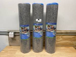 lot 29 image: QUIETWALK Lot of 3-  100 sq. ft. 3 ft. x 33.3 ft. x 3 mm Underlayment wSound Barrier and Moisture Barrier for Laminate & Engineered Flooring
