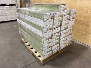lot 63 image: PERGO Lot of 37 Cases of-  TimberCraft  WetProtect Waterproof Brookdale Hickory 7.48-in W x 47.24-in L Handscraped Wood Plank Laminate Flooring.  (19.63 sq. ft. per case).  726 total sq. ft.