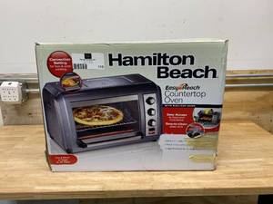 lot 110 image: HAMILTON BEACH Easy Reach 1500-Watts 6-Slice Grey Toaster Oven with Roll-Top Door