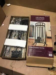 5-Piece Fireplace Tool Set in Black by Home Decorators Collection in good condition