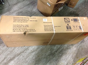lot 105 image: 20 in. H x 48 in. W x 18 in. D Steel Storage Bench  in good condition