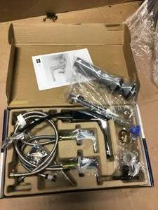 lot 31 image: Tallinn 8 in. Widespread 2-Handle Bathroom Faucet in StarLight Chrome by GROHE  in good condition