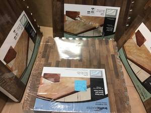 lot 50 image: BrownTravertine 24 in. x 24 in. x 0.47 in. Wood All Purpose Flooring (4-Pack) by TrafficMASTER  in good condition