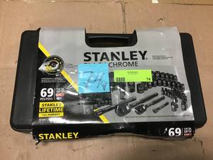 lot 74 image: 14 in. & 38 in. Drive Black Chrome Laser Etched SAE Mechanics Tool Set (69-Piece) by Stanley  in good condition