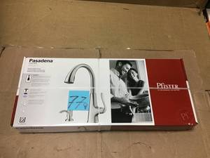 lot 77 image: Pasadena Single-Handle Pull-Down Sprayer Kitchen Faucet with Soap Dispenser in Stainless Steel by Pfister  in good condition