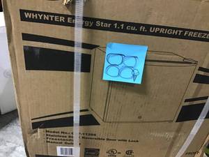 lot 88 image: Whynter 1.1 cu. ft. Energy Star Upright Freezer with Lock - Stainless Steel  in good condition