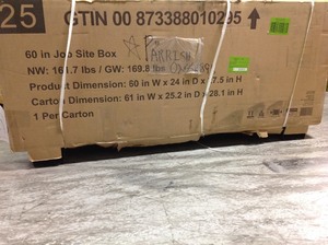 lot 109 image: 60 in. W x 24 in. D Steel Job Site Tool Box in Black  in good condition