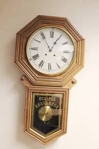 lot 8 image: Waterbury Octagon Eclipse Regulator Wall Clock