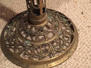 lot 90 image: Brass Pedestal Table With Marble Top