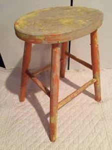 lot 92 image: Vintage Stool With Awesome Paint Wear