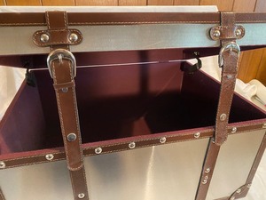 lot 120 image: Pair of Metal Trunks with Leather Straps & Snaps