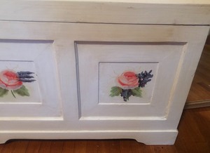 lot 184 image: Antiqued Whitewashed Hand Painted Trunk by Valerie